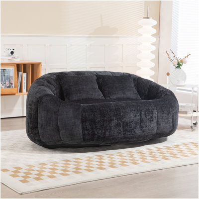 Bean Bag Sofa Lazy Sofa Durable Comfort Lounger High Back Bean Bag Chair Couch For Adul And Kids, Indoor & Outdoor, Accent Floor Soft Lounge Chair  (Black Chenille)