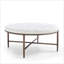 Table basse avec repose-pieds capitonné 36 po avec base en métal martelé