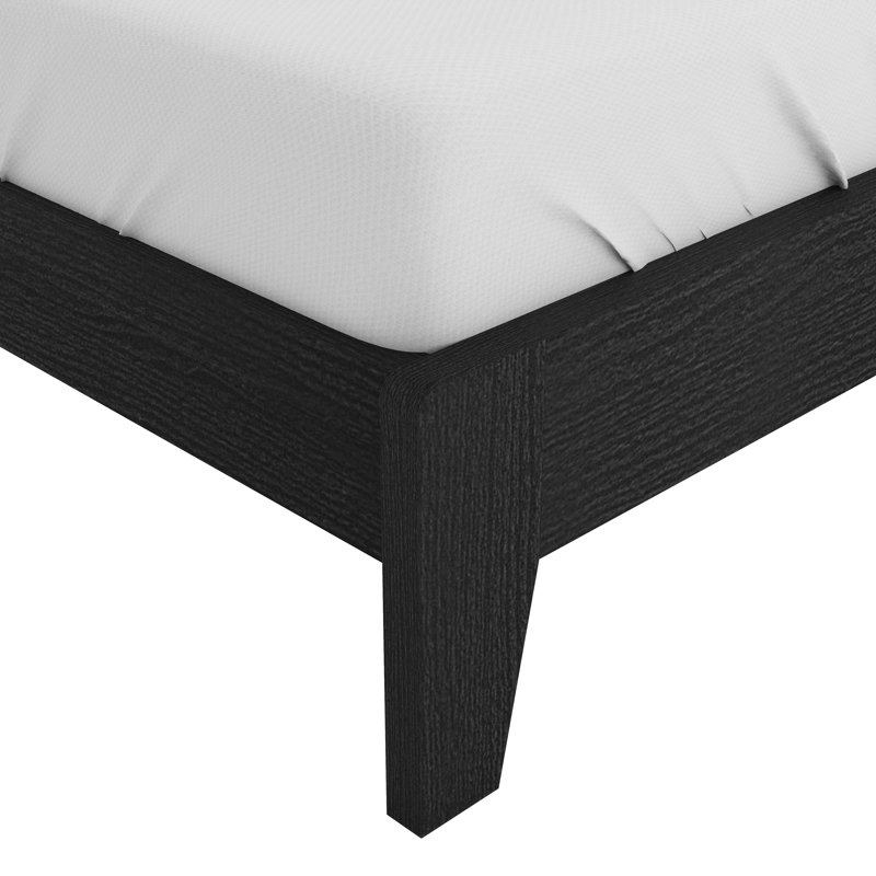 Allyannah Levison Platform Bed With Headboard, King, Black Oak