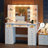 Vanity Desk with Lighted Mirror, 3 Color Modes, Glass Top, 4 Shelves & Power Outlet – Makeup Vanity Table for Bedroom-133931392-134071996