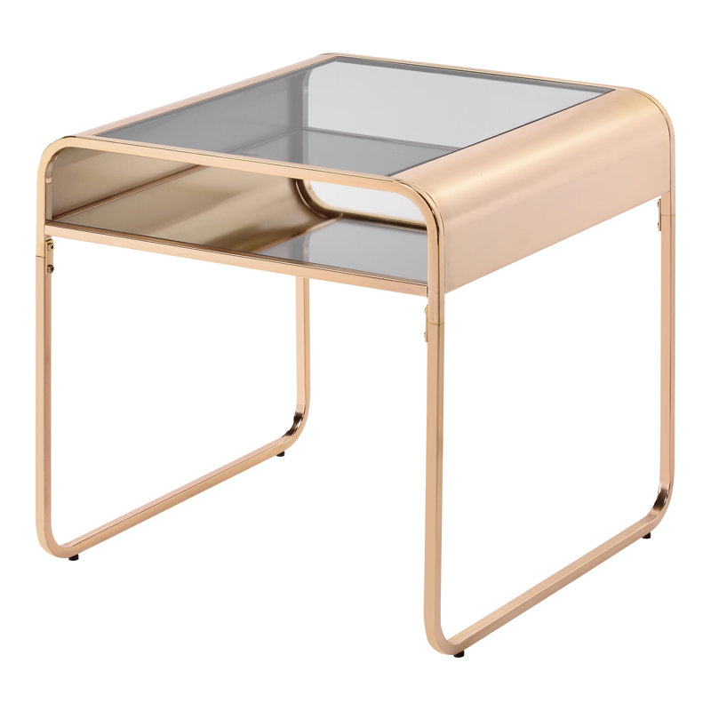 Camareon Glass Top End Table, Gold