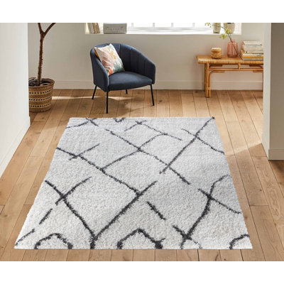 Tevis Geometric Shag Area Rug