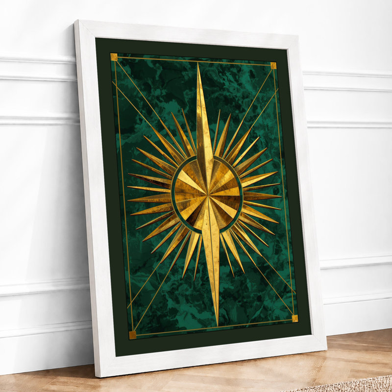 Gilded Star Geometric - Framed Print, A1 - 84.1 x 59.4 cm, White