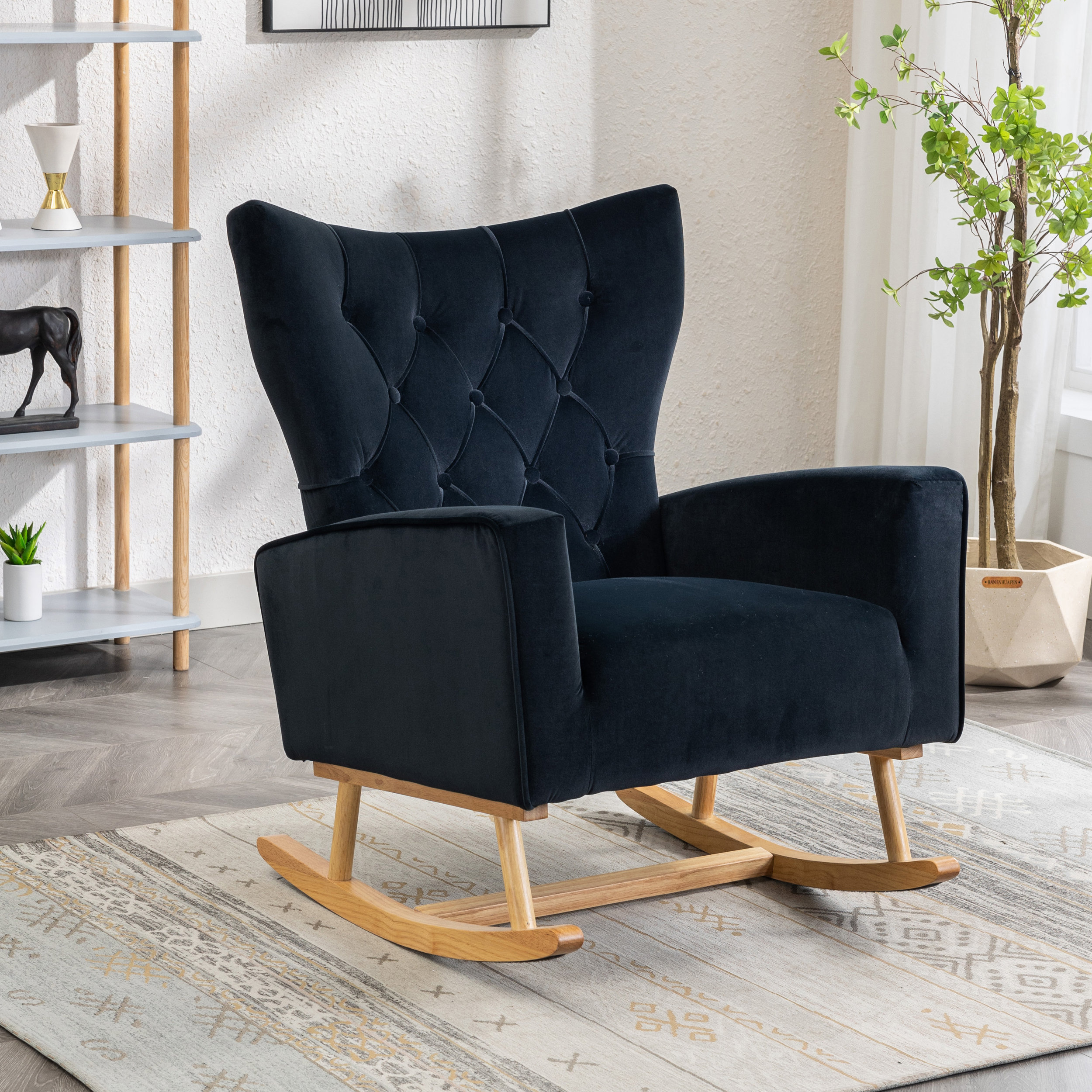 Blue velvet deals rocking chair