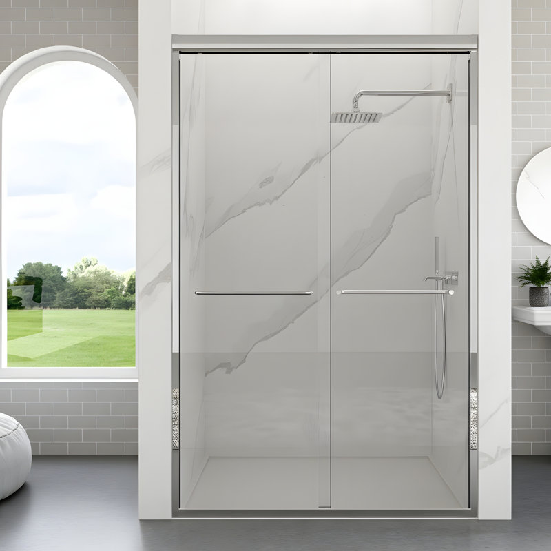 Frameless Double Sliding Shower Door, Chrome