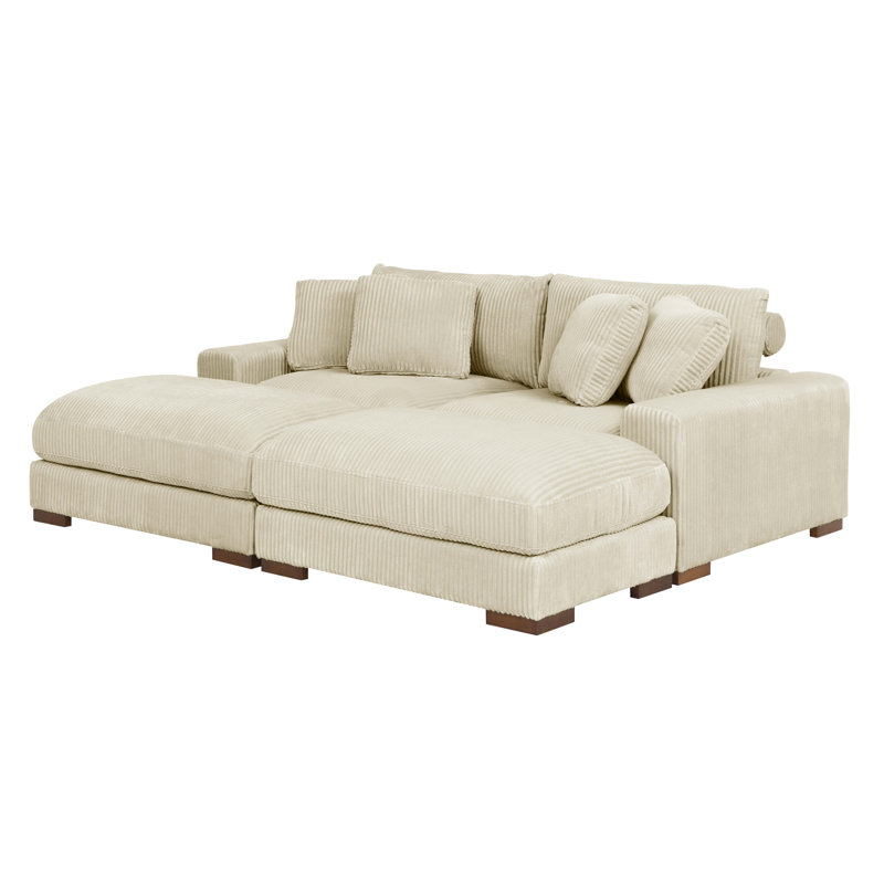 Braedon Modular Corduroy Sectional, Beige Corduroy