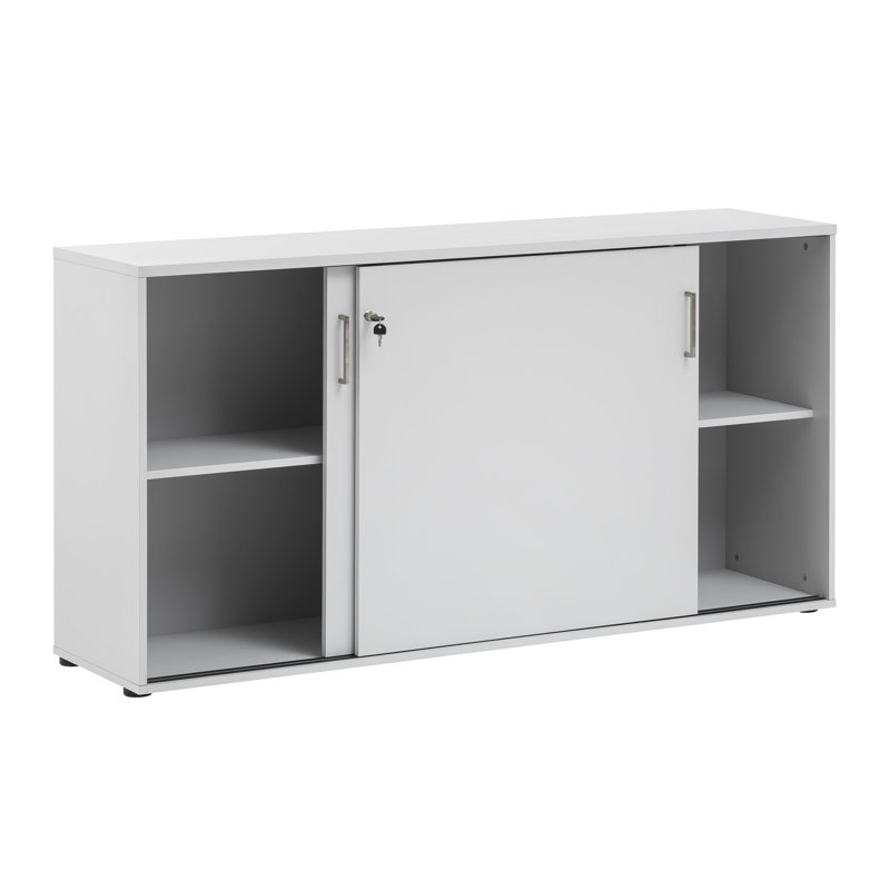 Griffis 2 -Door 1 -Shelf Cabinet Office Storage Cabinet, Light Grey