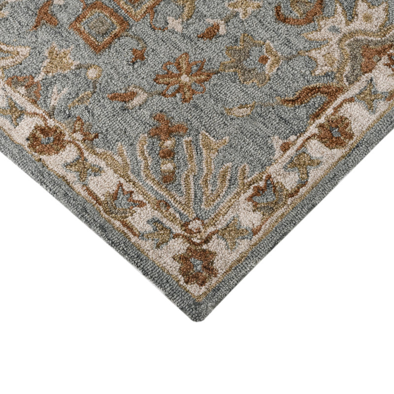 Lewis Classic Floral Hand-Hooked Blue Area Rug, 2' X 3', Rectangle 2' x 3'