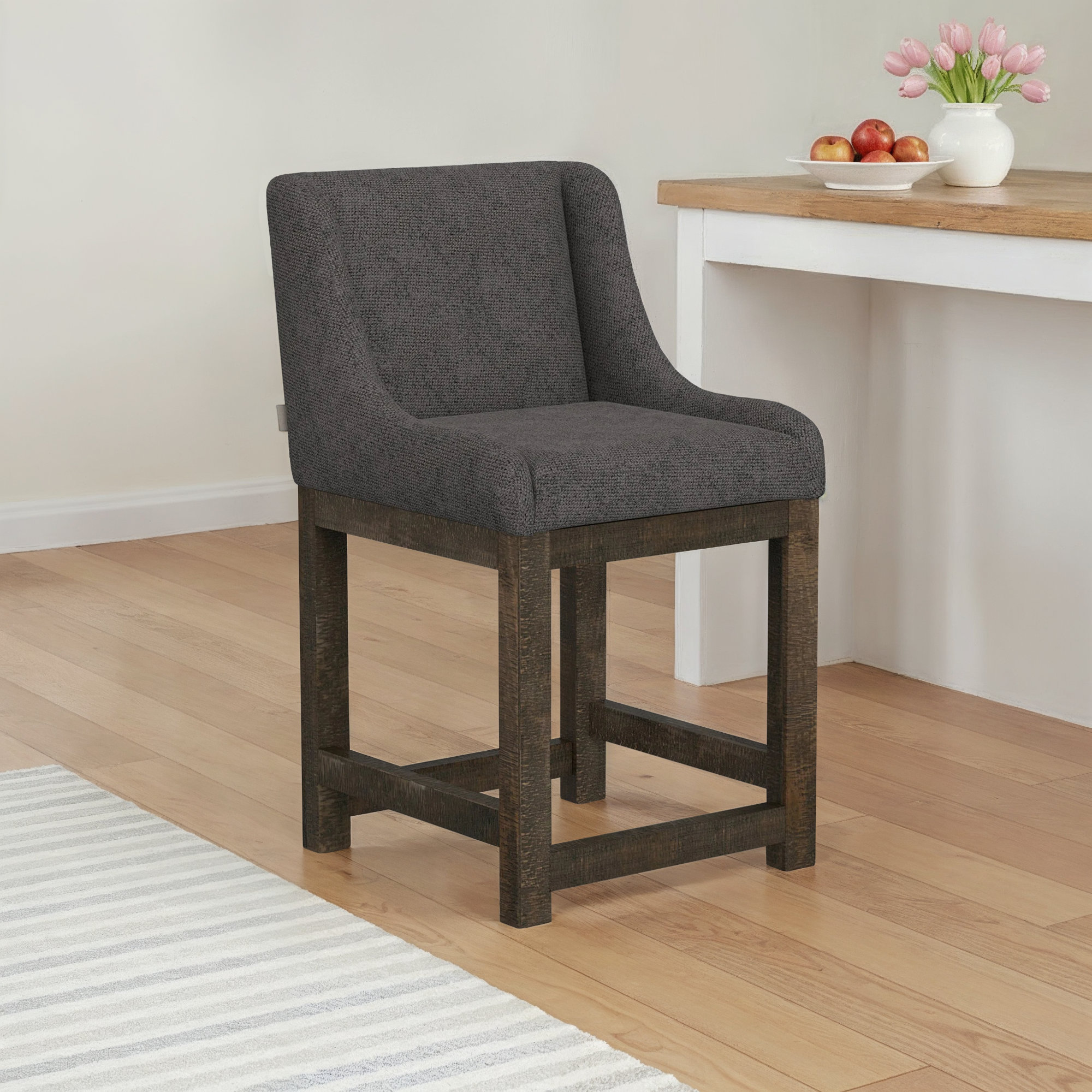 Arlinda Upholstered Stool, Gray, Counter Stool (24” Seat Height)