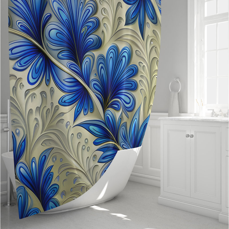 Rideau de douche à motif floral Arnfred, H 93 po x l 70 po