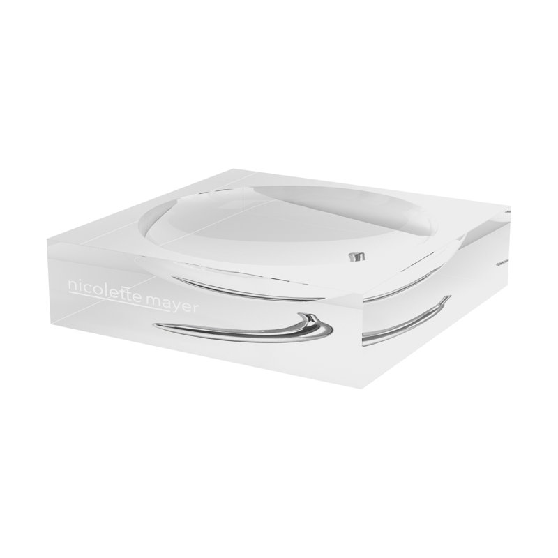 Chrome Banana White Acrylic Decorative Tray, 8"W x 8"D x 2"H