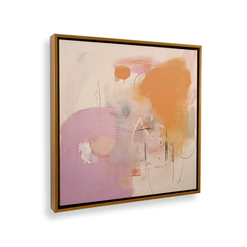 Impression sur toile 12 "x 12" Cotton Candy Delight v1 dans un cadre blanc, Cadre flottant or poli