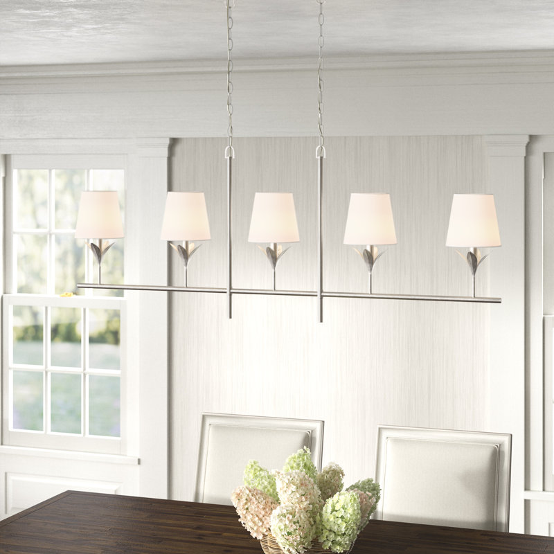 Kehlani 5 - Light Dimmable Kitchen Island Geometric Chandelier, Antique Silver