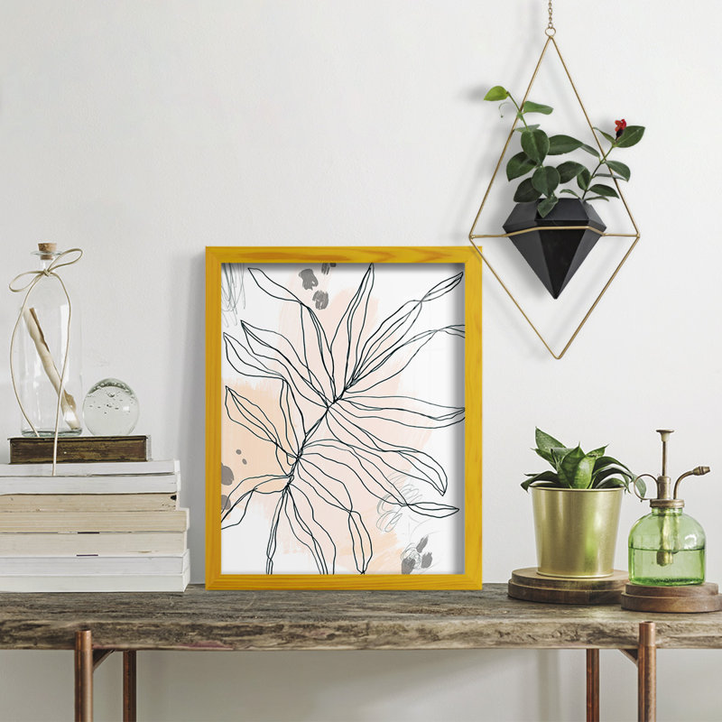 Palm, croquis I encadré sur papier, H 15 po x l 12 po x P 1 po, Jaune