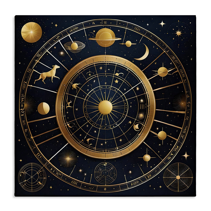Tableau astrologique astrologique, conception de Tabz Jones, H 17 po x l 17 po