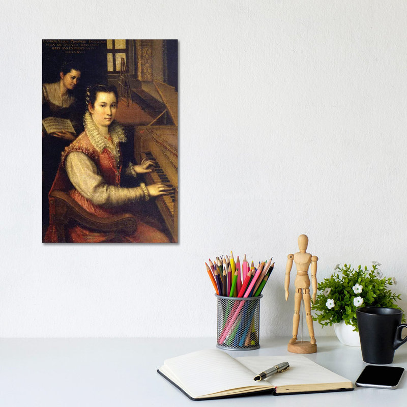 Self Portrait At The Spinet, 1578 (Accademia Di San Luca) by Lavinia Fontana - Wrapped Canvas Painting
