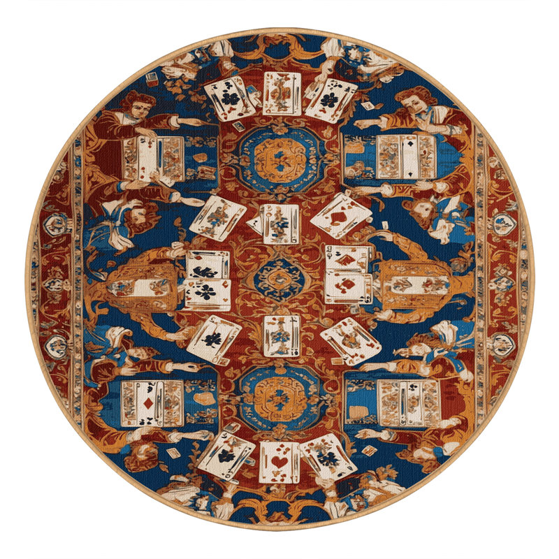 Tapis brun français lavable à la machine, Rond 3 pi