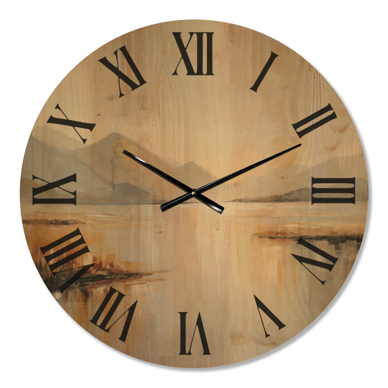 Horloge murale surdimensionnée en bois paysage - coucher de soleil sur le lac Flathead, Large