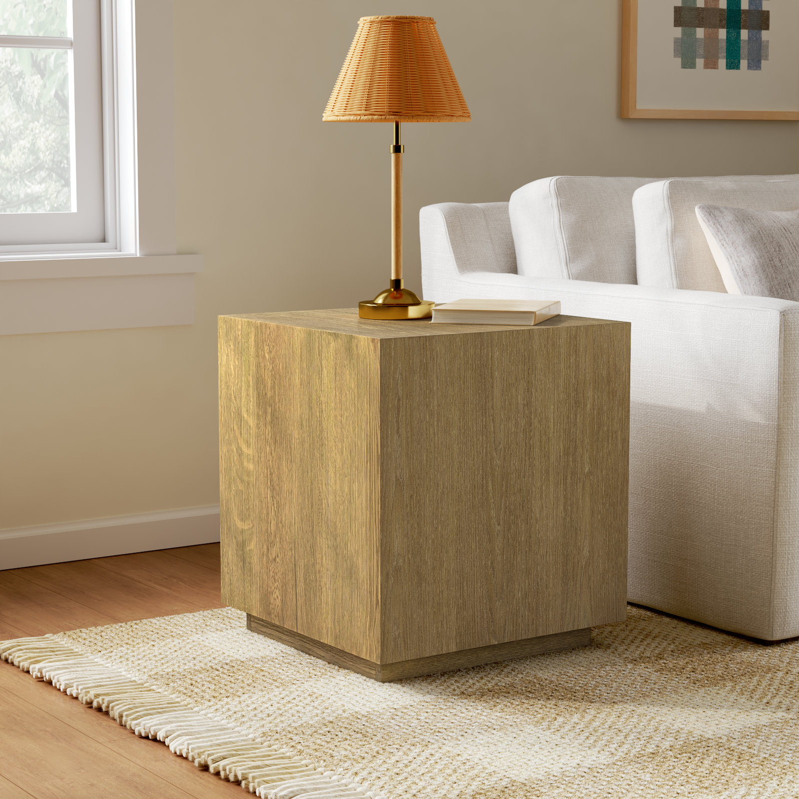 Taryn Block End Table, Light Brown