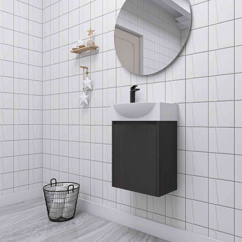  Meuble-lavabo mural simple 16 po Pensar, Noir