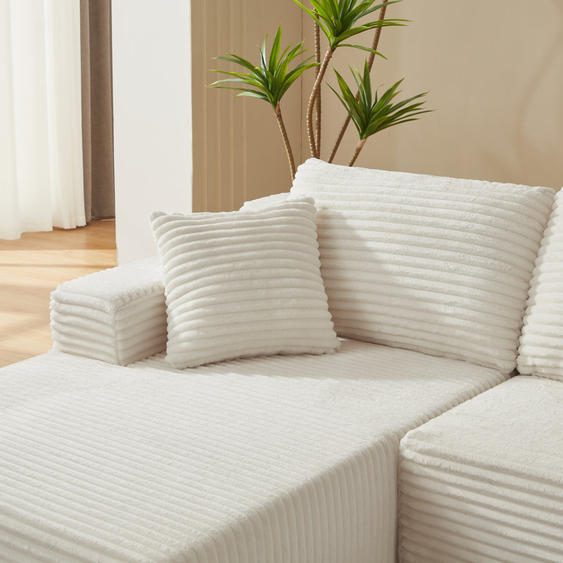 Canapé modulaire Boneless, Velours côtelé beige