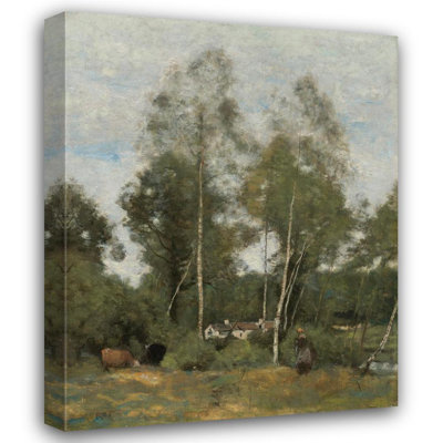 «Clairière du bois pierre, aux Evaux, Prés Château-thierry» par Jean-Baptiste-Camille Corot - Art mural sur toile tendue avec châssis