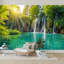 Murale auto-adhésive moderne pour la chambre à coucher Peel and Stick L 69 po x l 96 po avec imprimé cascade Forest Lake