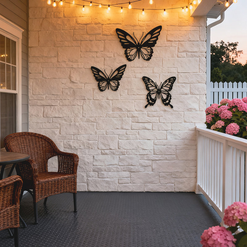 Black Metal Butterfly Wall Art, 3-piece