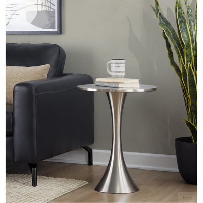 Table d'appoint en métal et nickel brossé