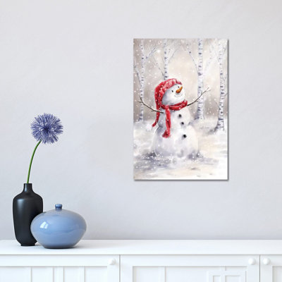 «Snowman in Wood I» par Makiko - reproduction d'art sur toile tendue