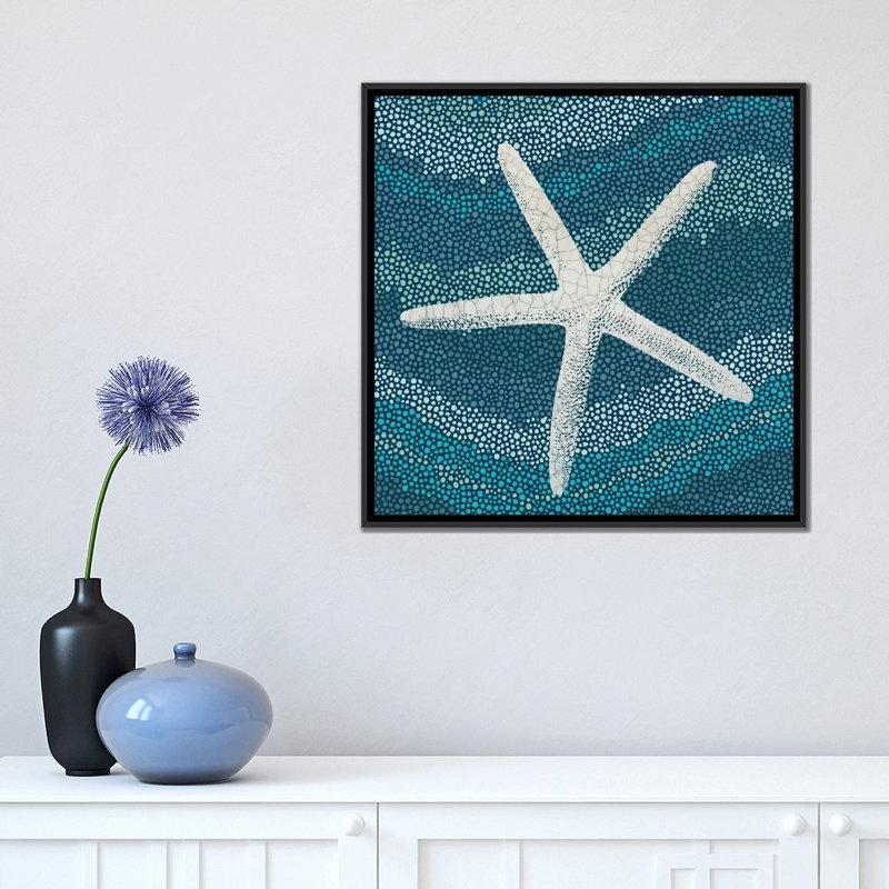 Sea Glass IV, impression sur toile tendue, H 18 po x l 18 po x P 1,5 po, Toile avec cadre noir, Pas de tapis