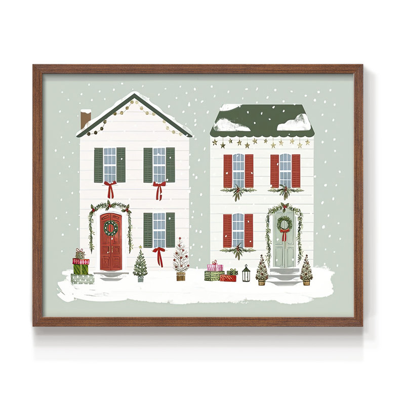 Collection Festive Front Door A - Impression encadrée - Restickable, H 8 po x l 10 po, Noyer