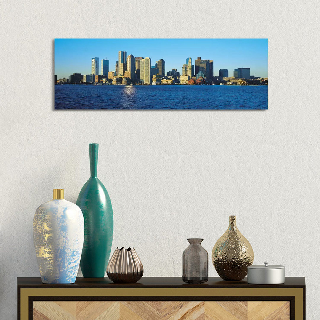 Boston Skyline Cityscape - Wrapped Canvas Panoramic Print