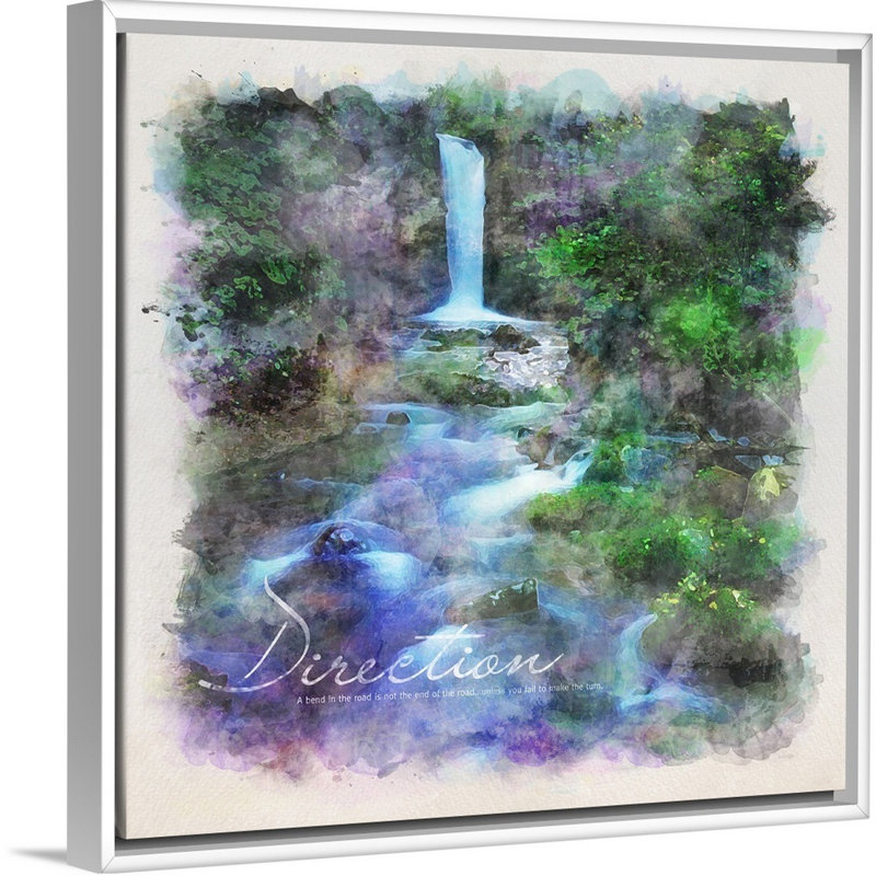 Affiche inspirée de l’aquarelle : direction-impression sur toile, H 25,7 po x l 25,7 po x P 1,75 po, Cadre blanc