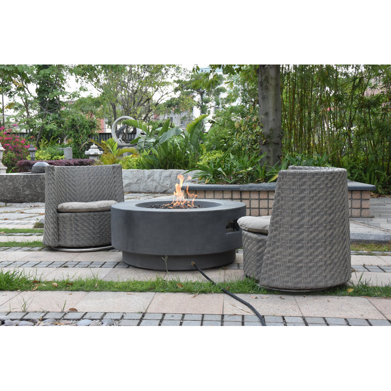 Elementi Ross 41" Round Concrete Fire Pit Table, Natural Gas