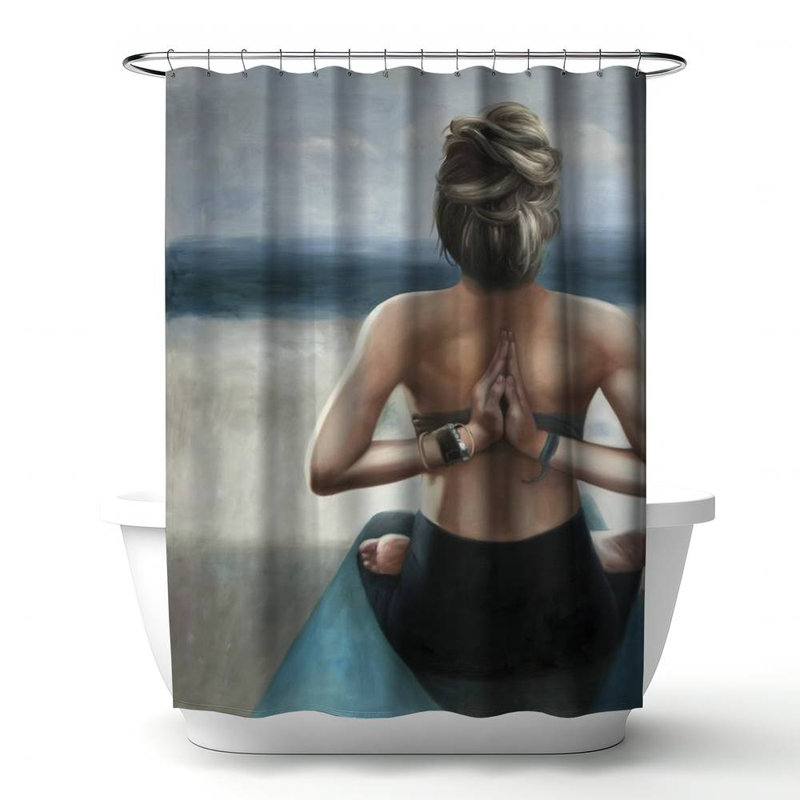 Shower Curtain RE9 – Polyester Shower Curtain, Dye Sublimation Print, 71" W × 74" L
