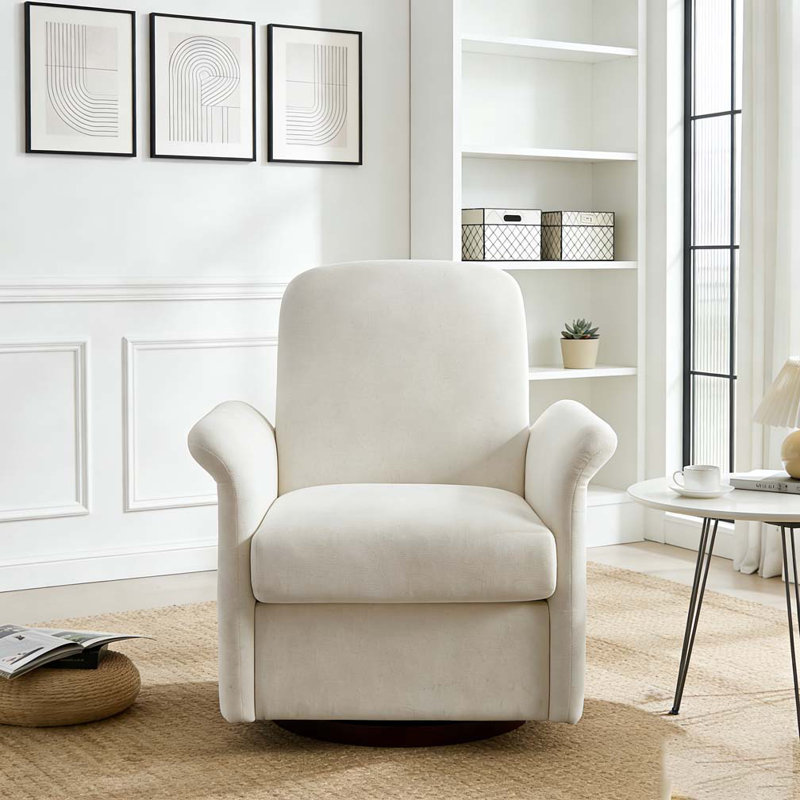 Fauteuil d'appoint pivotant avec base en bois