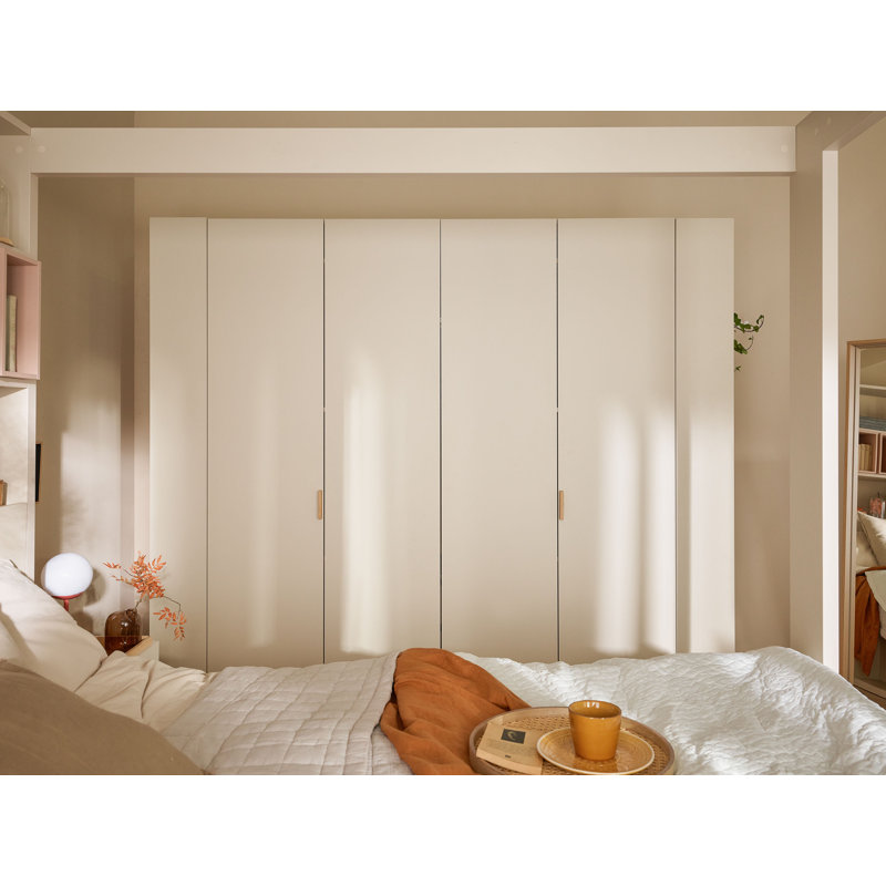 Essie 4 Door Wardrobe, Beige, 240.6cm H x 180cm W x 56.7cm D