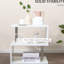 Table d'appoint moderne blanche, en forme de S de 20 po avec rangement, table de bout à surface d'eau, élégante et pratique