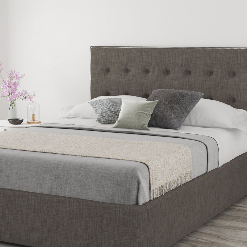 Wem Upholstered Velvet Panel Headboard, Single (3'), Linen Slate