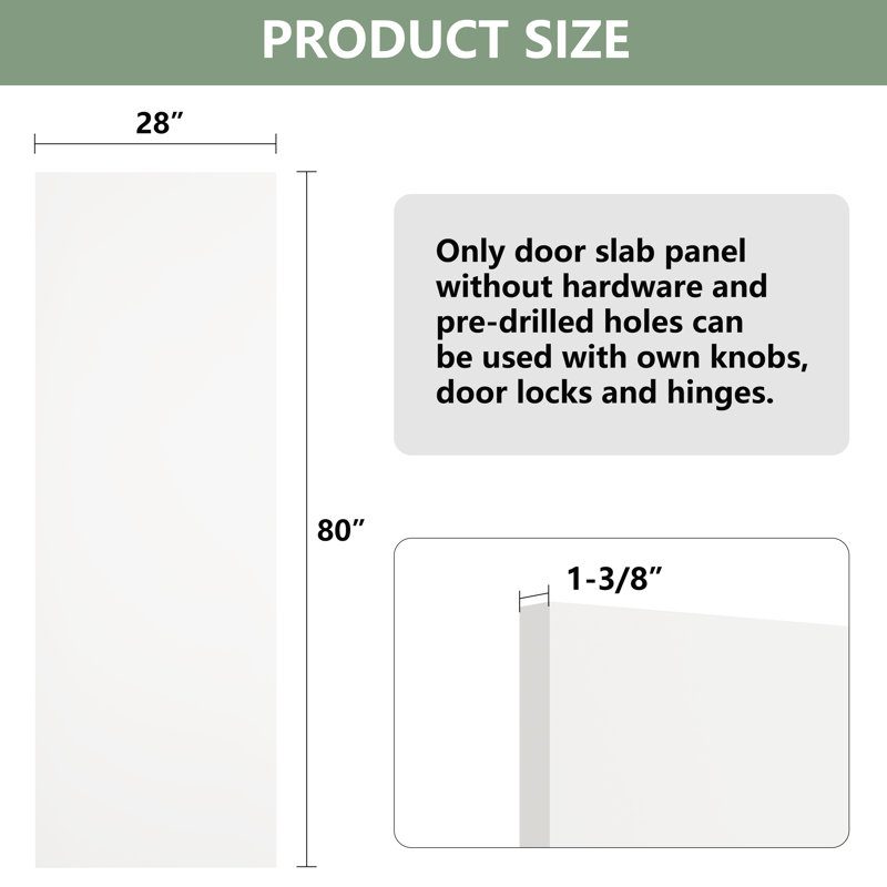 Dalle de porte intérieure moulée 28 po x 80 po, 28 po x 80 po