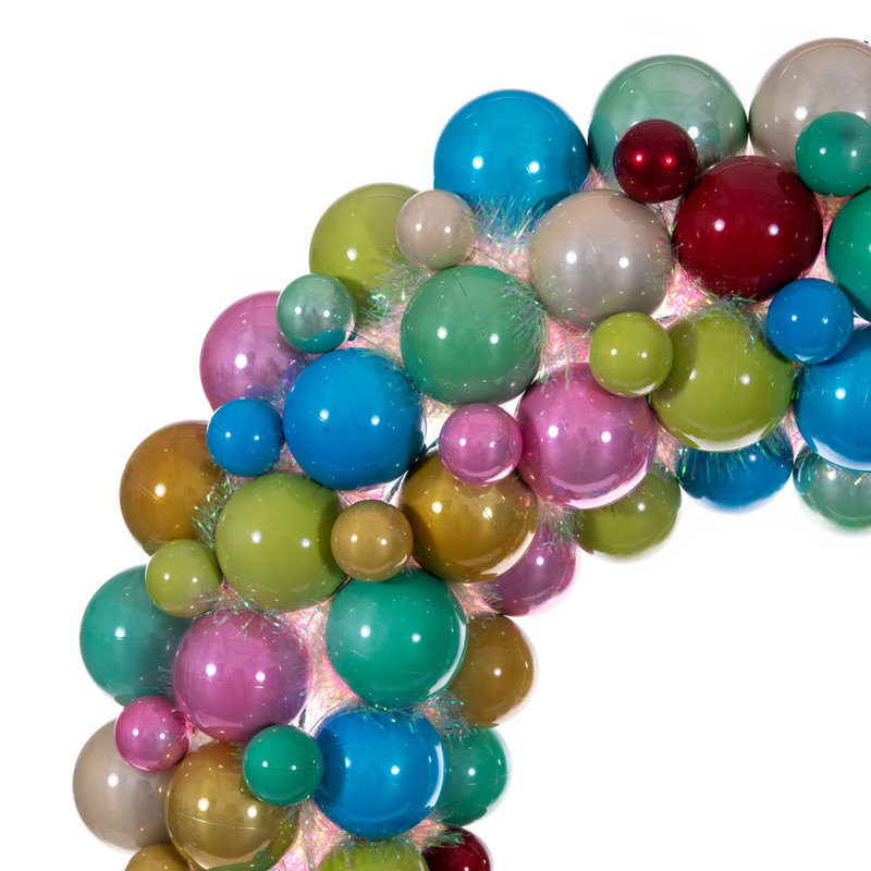 28" Matte Shiny Pearl Ball Wreath UV, Blue;Green;Red;Gold;Pink