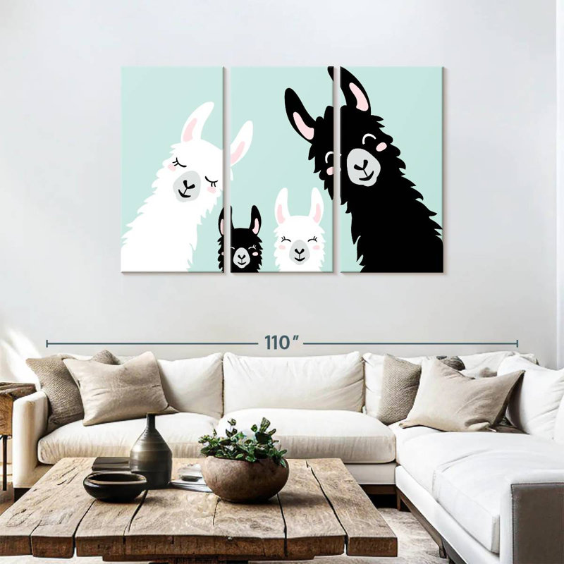Brampt Fun Llamas, 48" H x 74" W