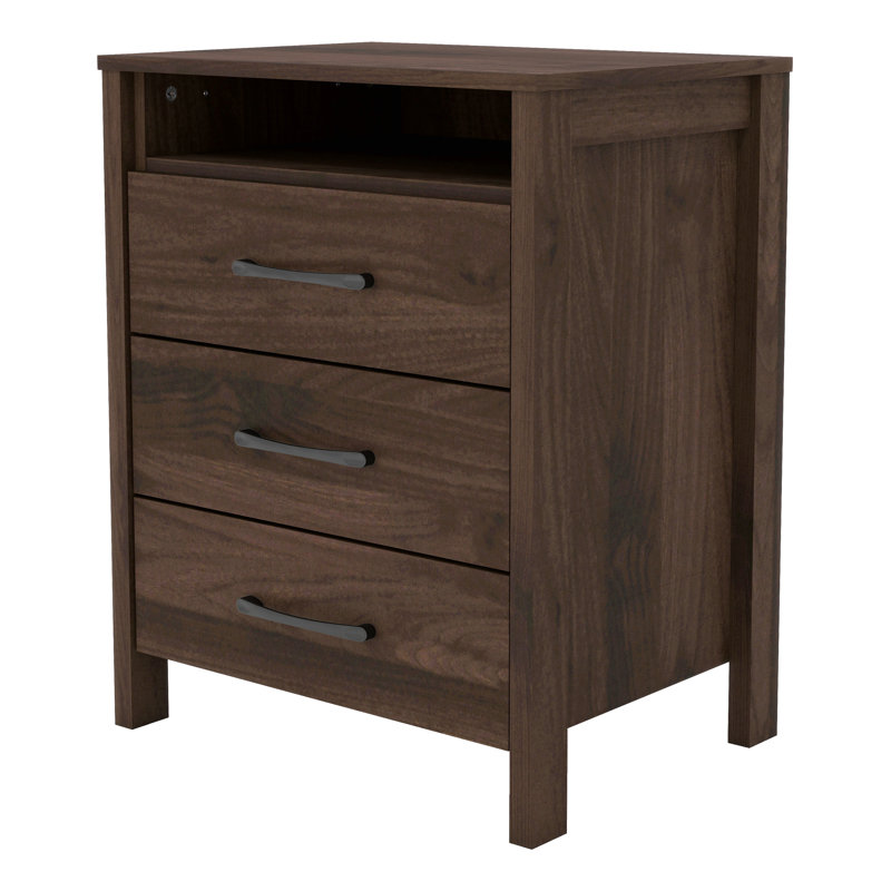 Allysyn 26.1" 3 Drawer Nightstand, Royal Walnut