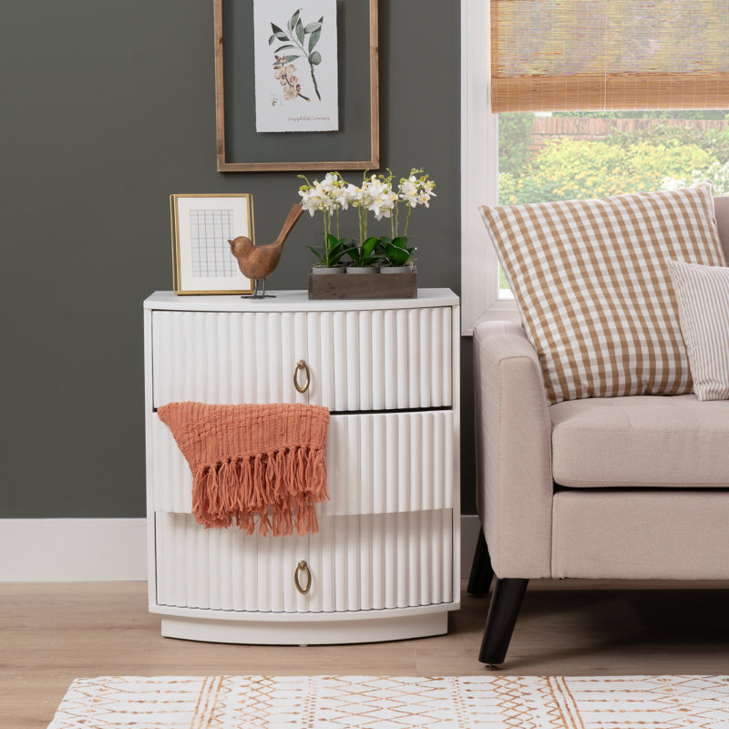 Chantel 3 Drawer Nightstand White, White