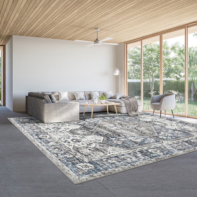 Tapis antidérapant et antidérapant Boho, Rectangle 5 pi x 7 pi