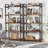 5-Tier Rustic Brown Industrial Metal Bookshelf Unit