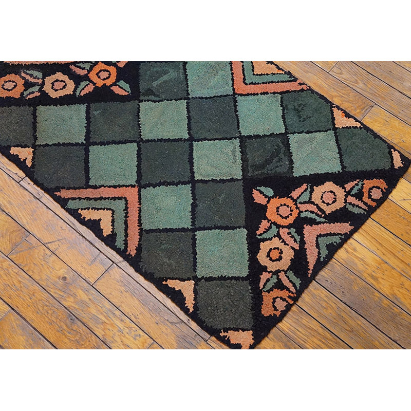 Antique American Hooked America Multicolor 1920s Rug