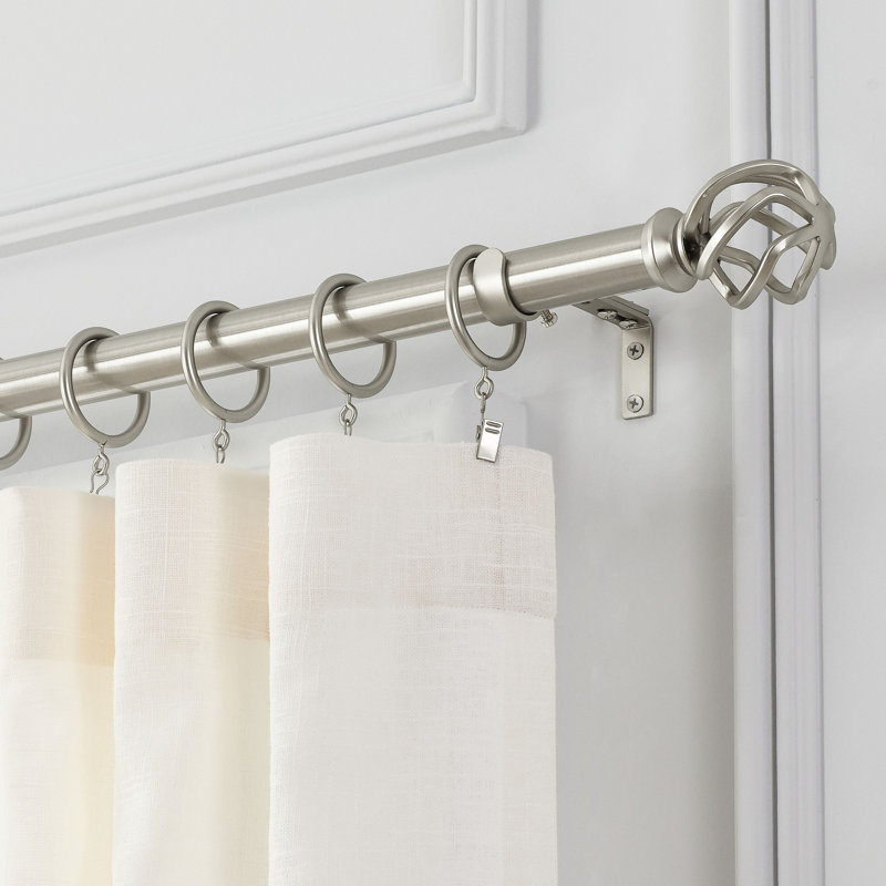 Ensemble de tringle à rideaux 1 1/8 po de diamètre de la collection Mode Premium avec embouts ronds en cage à oiseaux et tringle ajustable murale en acier