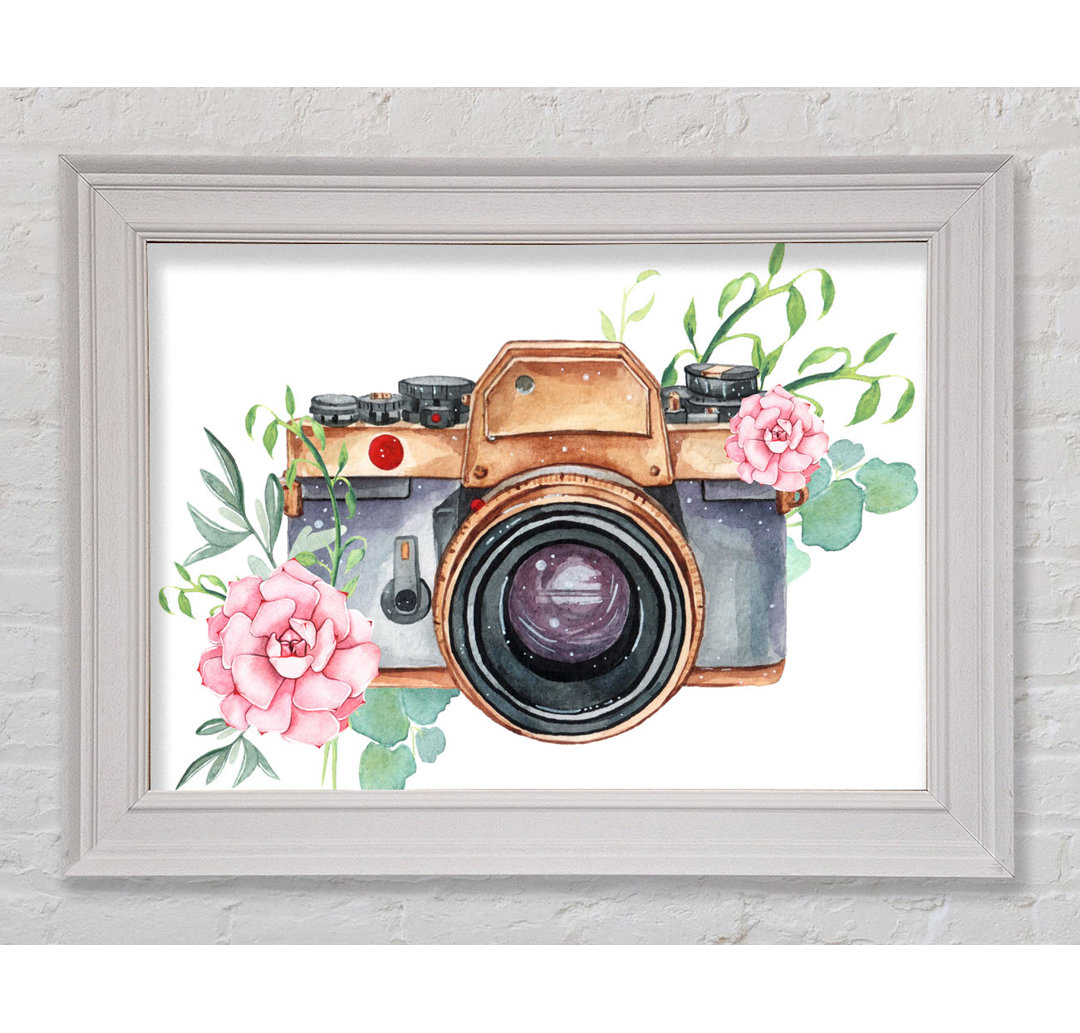 Vintage Camera Floral - Druck